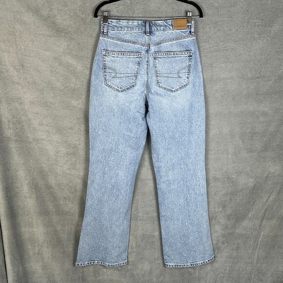 American Eagle Jeans Women 4 Blue Curvy 90s Bootcut Stretch Split Hem Light Wash - Picture 5 of 13